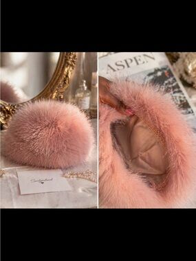 Blush Pink Real Fur Hat | Aspen Luxury Winter Glam | Switzerland Worn